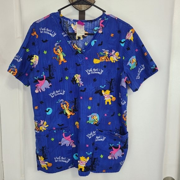 (796) Wonderful World of Disney Woman's Winnie the Pooh Halloween Scrubs - Picture 2 of 15